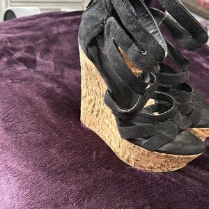 Black Wedge Sandals